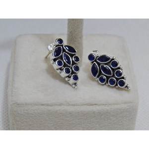 Boucles d'oreilles en saphir naturel faites à la main en argent sterling 925 avec bijoux en argent précieux en or rose pour filles et femmes article cadeau - Product Image 2