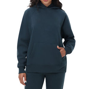 Sweat-shirt à capuche pour femme en molleton français, lourd, écologique, délavé à l'acide, avec logo personnalisé, pull uni, vente en gros - Product Image 2
