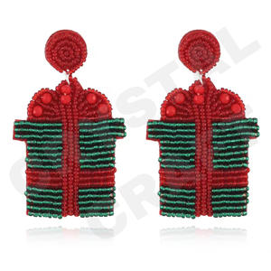 Boucles d'oreilles perlées Astros pour femmes Patriotic Orange White Blue Color pour mariage ou Memorial Day - Product Image 2