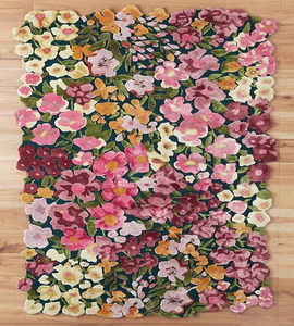 Alfombra de lana 100% con flores multicolor hecha a mano, alfombra de estilo moderno con mechones para el hogar, dormitorio, sala de estar, habitación de niños - Product Image 1
