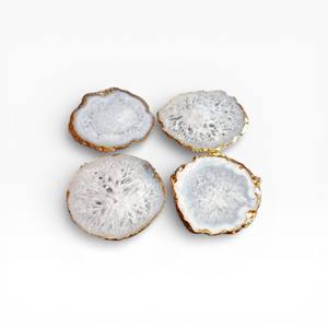 Sous-verres en agate violette avec bordure dorée, sous-verres en cristal de luxe pour la décoration de table - Product Image 5