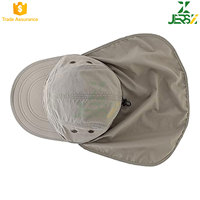 Topi Matahari Katun Bergaris Pelindung UV Lipat Uniseks, Penutup Leher Dapat Dilepas, Ringan, Bernapas, untuk Perjalanan, Bersepeda, Santai di Luar Ruangan