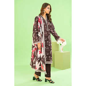 Conjunto de 3 Piezas WNS-52038, Salwar Kameez de Algodón Khaddar Estampado, Vestido Pakistaní para Festivales con Dupatta, Ropa Festiva India - Product Image 1