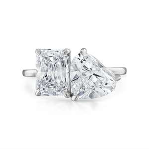 Glamorous <b>Customized</b> <b>Ring</b> 14 Kt White Gold Moissanite Baguette and Emerald Cut VVS Clarity Solitaire Diamond <b>Ring</b> for Women - Product Image 6
