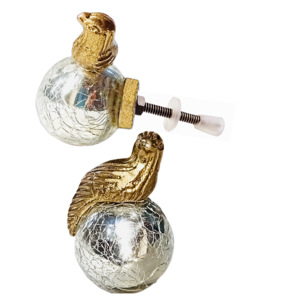 Bouton d'oiseau perché en or mercure argenté moderne artisanat boutons d'armoire en verre poignée de traction pour cuisine chambre tiroirs armoires - Product Image 2