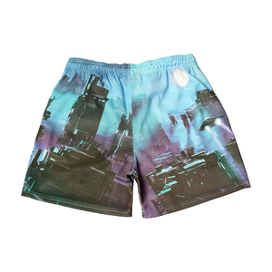 Pantalones cortos de playa para hombre de diseño OEM con bolsillos, ropa de calle de poliéster 100% de alta calidad, pantalones cortos de malla de sublimación con impresión personalizada - Product Image 2