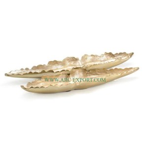 Lot de 2 bols de dates de forme personnalisée de différentes tailles en verre martelé avec base en forme de fleur en laiton antique - Product Image 2