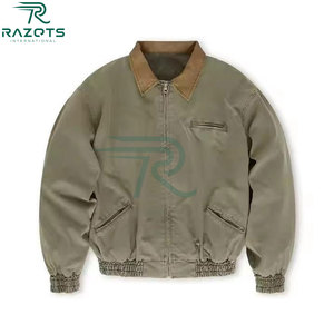 Razorts International Men's Corduroy Jacket Polyester Cotton Solid Casual Spring <b>Work</b> Coat Button Front Oem Service - Product Image 6