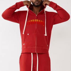 เสื้อฮู้ดมีซิปสไตล์เฟรนช์เทอร์รี่ปักโลโก้ทรงหลวมเสื้อฮู้ดสำหรับผู้ชายทรงหลวม - Product Image 1