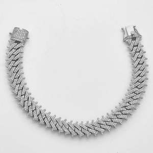 VVS Moissanite Cluster Charm <b>Bracelet</b> 14K White Gold Luxury 30Gm Best Gift for <b>Men</b> - Product Image 2