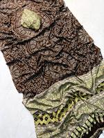 Nuevo sari AJRAKH de satén de seda pura, crepé de seda pura, sari Ajrakh con estampado tradicional hecho a mano.