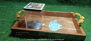 Bocaux en acrylique faits à la main avec couvercles en nacre et plateau en bois, capacité de 150 ml, style classique, vaisselle pour coffret cadeau d'affaires - Product Image 2