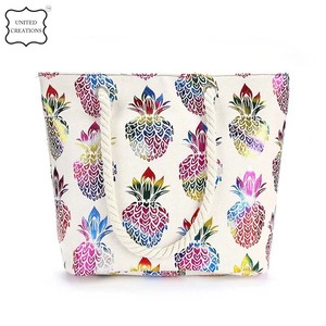 Sacs à main à bandoulière imprimés de grande capacité personnalisés Sacs fourre-tout pour femmes avec corde de coton Sac bio de grande capacité de poche - Product Image 2