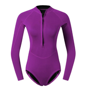 Fabricant Vente en gros Combinaison de couleur unie à manches longues et jambes courtes pour femmes, maillot de bain de surf respirant à la mode pour imprimé - Product Image 5
