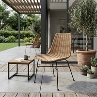 Chaise de salle à manger moderne en rotin tressé au miel naturel, écologique et imperméable pour l'aménagement extérieur de patio