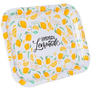 Bandeja de servicio Rectangular de Metal de 233x307mm, Plato decorativo cuadrado con patrón de lenom de texto de limonada casera - Product Image 2