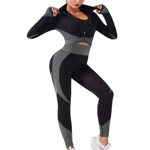 Nuevo Conjunto de Yoga de 2 Piezas Estampado al por Mayor para Mujer, Conjuntos Sin Costuras con Sujetador Deportivo y Leggings para Gimnasio, Ropa Deportiva, Servicio OEM - Product Image 3