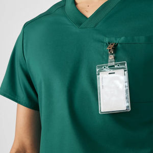 Ensemble de blouses d'infirmière pour hommes, couleur unie, confortable, col en V, vêtements médicaux pour hôpitaux et cliniques, logo personnalisé disponible - Product Image 5