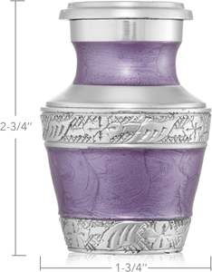 <b>Small</b> Cremation Keepsake Urn for Human Ashes Lavender and Silver Miniature Memorial Urn with Velvet <b>Case</b> - Product Image 2