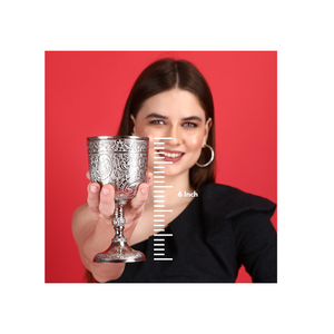 Decorative Silver Goblet Glass | Royal Engraved <b>Cup</b> <b>for</b> Home Decor Use Bar Accessories Festive Gift Premium Finish Design - Product Image 5