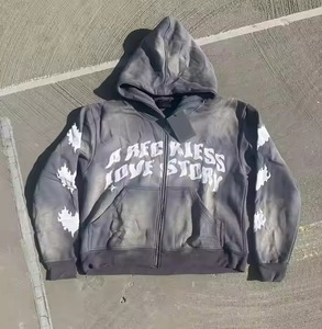 เสื้อสเวตเชิ้ตแนวสตรีทแบบมีฮู้ดสำหรับผู้ชายผ้าคอตตอน100% ซักได้แบบมีซิป - Product Image 6