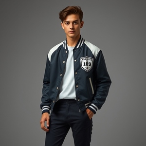 Chaqueta universitaria personalizada, combo de lana y cuero, forro interior de poliéster cálido, Parche de chenilla bordado, logotipo personalizado, estilo béisbol - Product Image 5