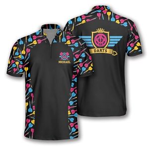 Chemises de sublimation pour joueurs de fléchettes professionnels, logo personnalisé, uniformes d'équipe, fabriquées en polyester léger et respirant - Product Image 1