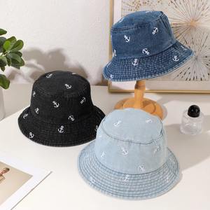 Sombrero de pescador de ancla de mezclilla lavado a la moda, sombrero de sol simple de versión coreana, adecuado para salir y jugar con sombrero - Product Image 1