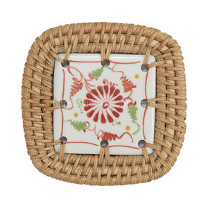 Hot Selling Set of 6 Rattan Mix <b>Ceramic</b> <b>Coaster</b> Serving Tables and Banquets From Vietnam Table Accessories Wholesale - Product Image 4