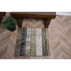 พรมวินเทจตุรกีขนาด 2.2x2.3 ฟุต พรมขนาดเล็ก พรมขนสัตว์สีน้ำตาล - Product Image 1