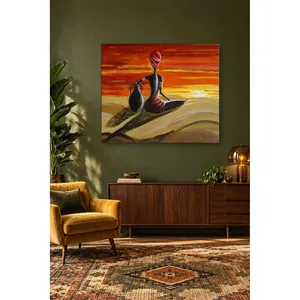 Impression sur toile : Femme africaine Fida assise avec une jarre d'eau au coucher du soleil - Product Image 5