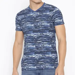 Мужская футболка с V-образным вырезом и коротким рукавом, 100% хлопок
