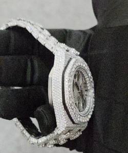 นาฬิกาโครโนกราฟอัตโนมัติ Miyota สไตล์ฮิปฮอปสุดหรูสำหรับผู้ชาย/ผู้หญิง ประดับเพชรโมอิสซาไนต์ความใส VVS สายสแตนเลส - Product Image 4