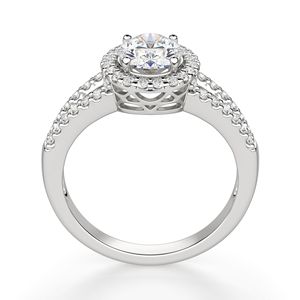 <b>Oval</b> Cut Split Shank Halo <b>Moissanite</b> <b>Engagement</b> <b>Ring</b> - Product Image 2