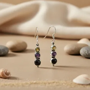 Pendientes de Plata de Ley 925 con Piedras Preciosas, para Uso Diario, Regalo para Mujer, Accesorio de Moda - Product Image 1