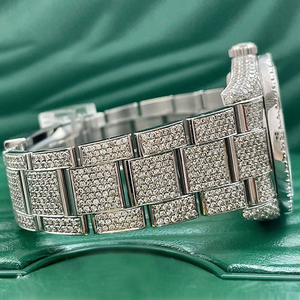 Montre unisexe à mouvement mécanique de style hip-hop, avec diamants, résistante à l'eau, analogique, calendrier, bracelet en cuir, bijoux - Product Image 3