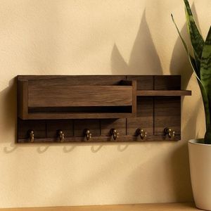 Organisateur élégant en bois foncé avec fente pour courrier et étagère. Disponible aux prix de gros. - Product Image 1
