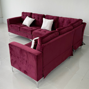 Contemporary L-Shaped Corner <b>Sofa</b> Set SFL68028 2.6m X 1.6m with Red PU Fabric Tufted Extendable Home Furniture <b>Sponge</b> Filling - Product Image 5
