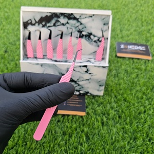 แหนบต่อขนตา45องศารูปตัวแอลสีชมพูสีดำสำหรับแหนบปรับแต่งโลโก้แบบมืออาชีพ - Product Image 1