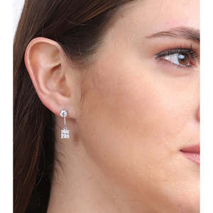 Compre Pendientes Colgantes de Plata de Ley 925 de Primera Calidad para Mujeres y Niñas, Pendientes Geométricos con Baño de Oro de 18k para Bodas - Product Image 6