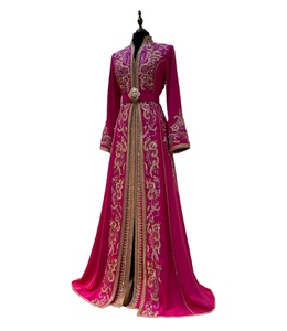 Elegante Caftán Marroquí de Satén con Estampado Floral y Cuentas, Vestido Largo para Fiesta, Takchita Blanca para Mujer, Natural, Transpirable, para Nikkah - Product Image 1