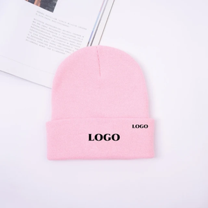 Moda al por mayor logotipo bordado personalizado Color sólido fibra acrílica cálido gorro de invierno con logotipo personalizado gorro de punto gorros cálidos - Product Image 5