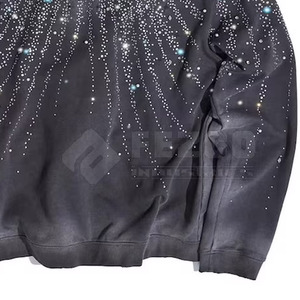 Pull tendance décontracté pour homme, style streetwear, avec capuche, respirant, en mélange polyester/coton, orné de strass, idéal pour l'hiver - Product Image 6