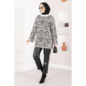 Pull décontracté en tricot à motif zèbre, couleur écru, pour la saison d'automne - Product Image 3