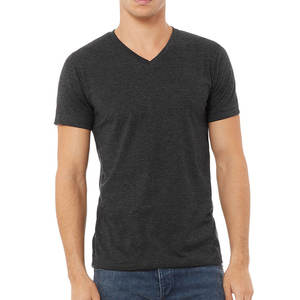 Camisetas personalizadas con cuello en V negro sólido Camisetas deportivas con cuello redondo transpirable - Product Image 4