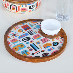 Plateau de service moderne en bois blanc fait à la main, biodégradable, écologique, bol à sauce, plateau à apéritif sectionné, plateau de service pour les réceptions - Product Image 2