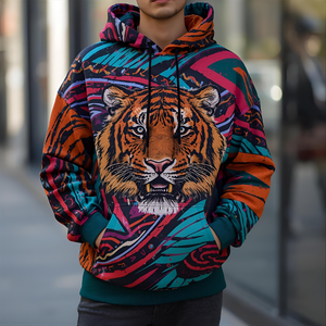 Royale Bangle Tiger Sweat à capuche imprimé Pull streetwear graphique personnalisé avec tissu polaire épais et options de marque privée OEM - Product Image 2