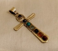 Croix Offre Spéciale Design 7 Chakra Pendentif Collier Laiton métal pierre précieuse sept chakra