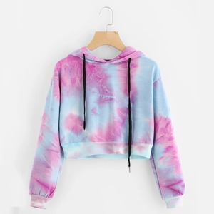 OEM Sudadera con capucha larga personalizada para mujer ligero francés liso algodón polar frontal Puff estampado Crop Top ecológico invierno - Product Image 1