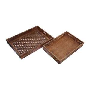 Plateau de service en bois pour l'affichage de bougies, créant une ambiance cosy et une décoration intérieure élégante - Product Image 6